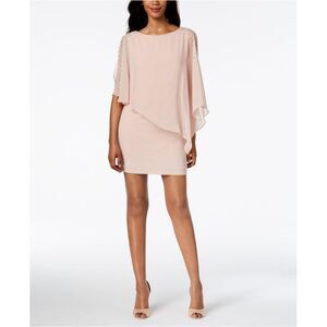 X BY XSCAPE Womens Pink Capelet Sleeveless Short Formal Sheath Dress Petites 4P